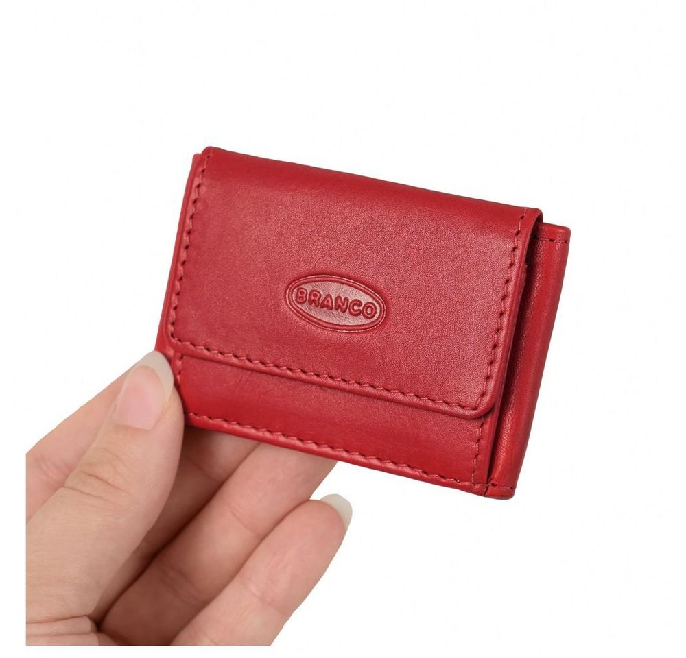 BRANCO Mini Geldbörse Sehr Kleine Geldbörse / Mini Portemonnaie, Leder, Rot, Branco 103 von BRANCO