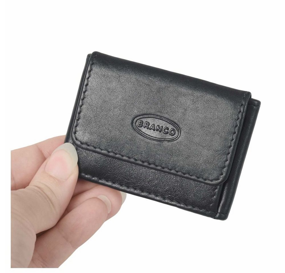 BRANCO Mini Geldbörse Sehr Kleine Geldbörse / Mini Portemonnaie, Leder, Schwarz, Branco 103 von BRANCO