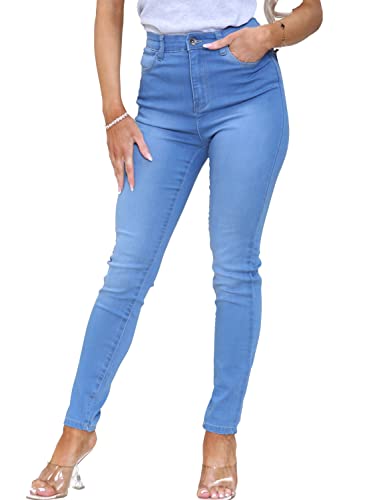 BRAND KRUZE Damen Skinny Jeans mit hoher Taille, Stretch-Flex-Denim-Jeans, hellblau, 40 von BRAND KRUZE