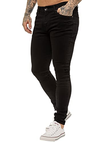 BRAND KRUZE Designer Herren Jeans KZ106 Skinny Slim Fit Casual Super Stretch Denim Hose, Schwarz , 30 W/30 L von BRAND KRUZE