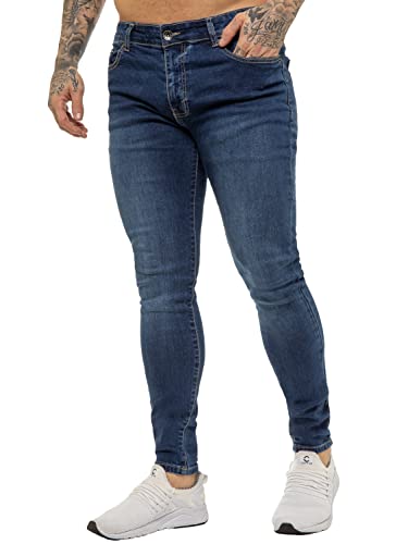 BRAND KRUZE Designer Herren Jeans KZ106 Skinny Slim Fit Casual Super Stretch Denim Hose, blau, 30 W/34 L von BRAND KRUZE