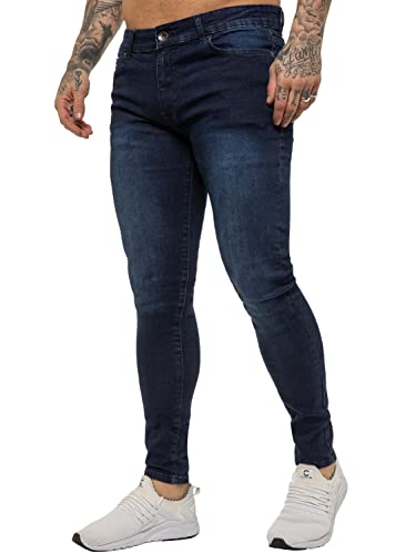BRAND KRUZE Designer Herren Jeans KZ106 Skinny Slim Fit Casual Super Stretch Denim Hose, dunkelblau, 34 W/30 L von BRAND KRUZE