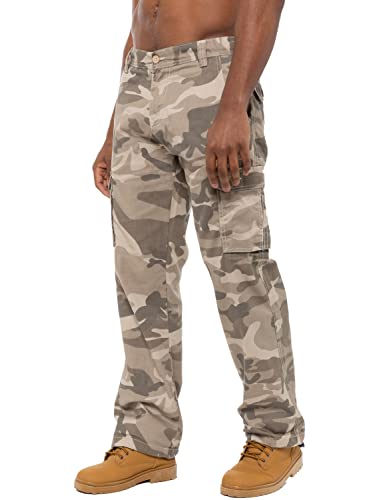 BRAND KRUZE Herren Cargohose KZ116 Camouflage Grün Camo Sommerhose Jeans alle Taillengrößen, beige, 44 W/32 L von BRAND KRUZE