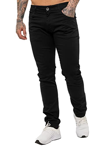 BRAND KRUZE Herren Chinos KZ104 Designer Stretch Skinny Fit Markenhose Slim Hose alle Taillengrößen, Schwarz , 48W x 30L von BRAND KRUZE