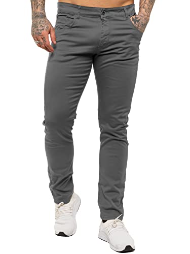 BRAND KRUZE Herren Chinos KZ104 Designer Stretch Skinny Fit Markenhose Slim Hose alle Taillengrößen, grau, 34 W/32 L von BRAND KRUZE