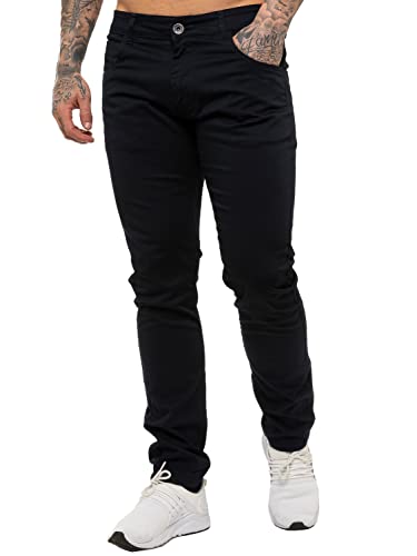 BRAND KRUZE Herren Chinos KZ104 Designer Stretch Skinny Fit Markenhose Slim Hose alle Taillengrößen, navy, 36 W / 32 L von BRAND KRUZE