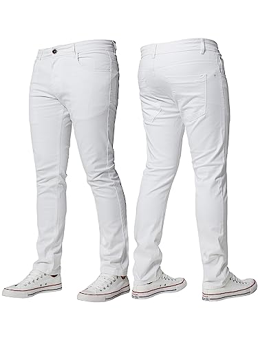 BRAND KRUZE Herren Stretch Slim Fit Chino Hose Casual Arbeit Jeans Hose, weiß, 40 W/32 L von BRAND KRUZE