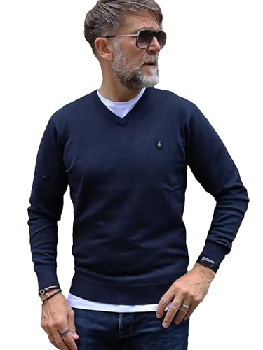 Gabicci Herren Strickpullover mit V-Ausschnitt und langen Ärmeln, navy, X-Large von BRAND KRUZE