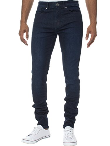 KRUZE Herren Designer Freizeit Markiert Jeans Dehnbar Super Enge Jeans Hose - Herren, Dunkel Steinwäsche, 34W x 30L von BRAND KRUZE