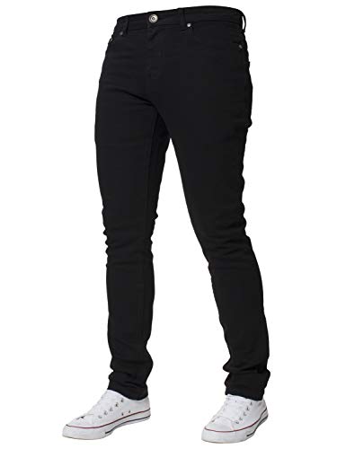 Kruze Designer Herren Skinny Fit Jeans Stretch Slim Denim Hose alle Taille Bein Größe Gr. 42 W/30 L, Schwarz von BRAND KRUZE