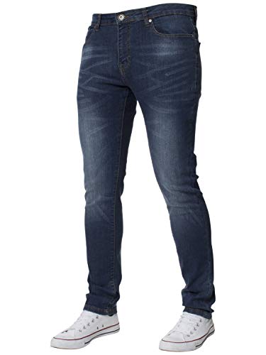 Kruze Designer Herren Skinny Fit Jeans Stretch Slim Denim Hose alle Taille Bein Größe Gr. 30 W/32 L, blau von BRAND KRUZE