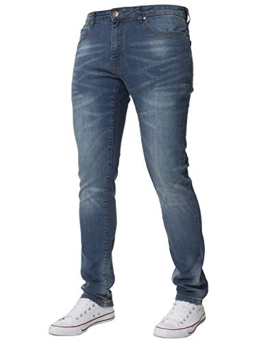 Kruze Designer Herren Skinny Fit Jeans Stretch Slim Denim Hose alle Taille Bein Größe Gr. 34 W/32 L, Hellblau von BRAND KRUZE