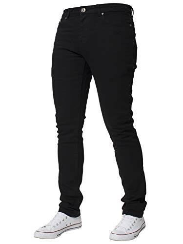 Kruze Designer-Jeans für Herren, Skinny Jeans, Stretch, schlanke Passform, alle Größen Gr. Bundweite: 91 cm, beinlänge: 76 cm (36 W / 30 L), Schwarz von BRAND KRUZE