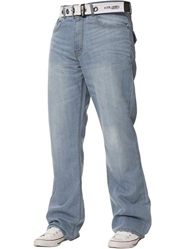 Kruze Herren-Bootcut-Jeans, ausgestelltes weites Bein, Denim-Hose, King Big, alle Taillengrößen, Hellblau, 32 W / 32 L von BRAND KRUZE