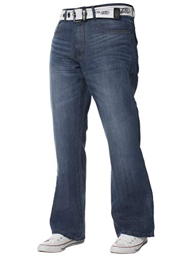 Kruze Herren-Bootcut-Jeans, ausgestelltes weites Bein, Denim-Hose, King Big, alle Taillengrößen, blau, 32 W/30 L von BRAND KRUZE
