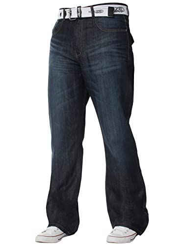Kruze Herren-Bootcut-Jeans, ausgestelltes weites Bein, Denim-Hose, King Big, alle Taillengrößen, dunkelblau, 32 W / 32 L von BRAND KRUZE