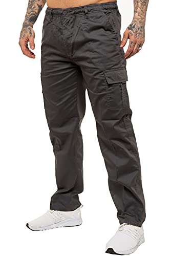 Kruze Herren Designer Chino Cargo Combat Hose Elastische Hose Alle Taillengrößen, grau, 42 W/32 L von BRAND KRUZE