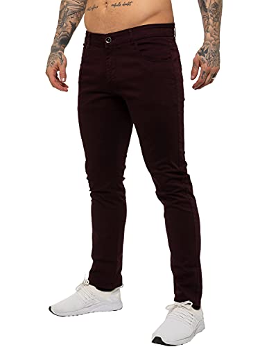 Kruze Herren Designer-Chinohose Skinny Stretch Fit – alle Taillengrößen Gr. 32 W / 32 L, burgunderfarben von BRAND KRUZE