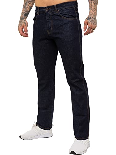 Kruze Herren Jeans Basic Regular Fit Straight Leg Denim Hose All Waist, Indigo, 38W x 33L von BRAND KRUZE