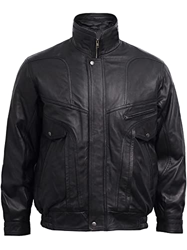 BRANDSLOCK Herren Bomberjacke Merve aus echtem Leder, Schwarz , XXXXL von BRANDSLOCK
