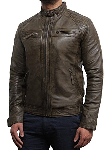 BRANDSLOCK Herren Echtes Leder Biker Jacke Ruboff Vintage Distressed von BRANDSLOCK