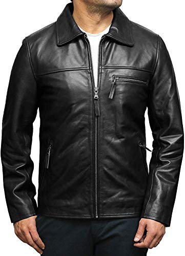 BRANDSLOCK Herren Echtleder Biker Bomber Jacke Rindleder Vintage von BRANDSLOCK