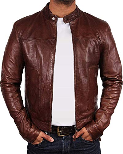 BRANDSLOCK Herren Echtleder Bikerjacke Bombermantel Designer von Brandslock