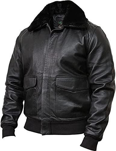 BRANDSLOCK Herren Fliegerjacke aus echtem Shearling Lammfell Leder Bomber Fliegerjacke von BRANDSLOCK
