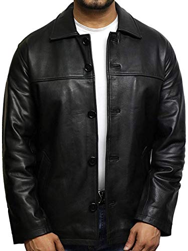 BRANDSLOCK Herren Leder Bomberjacke Schwarz Weinlese Stepp Stil S-5XL (Medium) von BRANDSLOCK