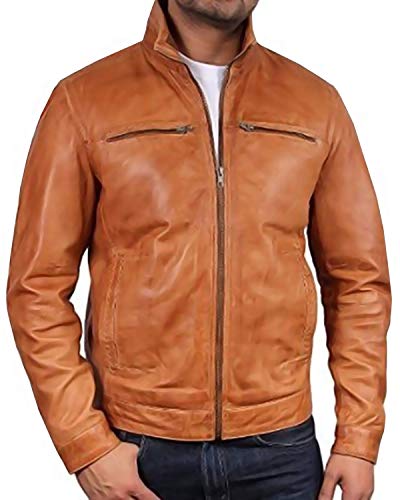 BRANDSLOCK Herren Lederjacke echt Lammfell Winter schwarz Biker von BRANDSLOCK