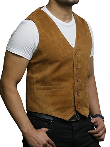 BRANDSLOCK Herren Lederweste Echtes Ziegenveloursleder von BRANDSLOCK