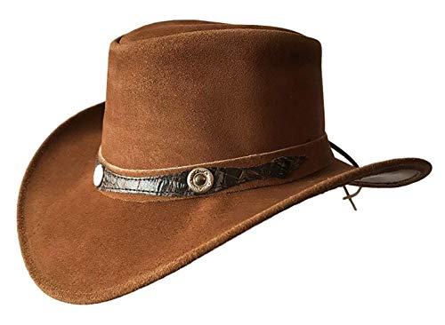 BRANDSLOCK Herren Vintage Breiter Krempe Cowboy Aussie Style Western Bush Hut (M, Bräunen) von BRANDSLOCK