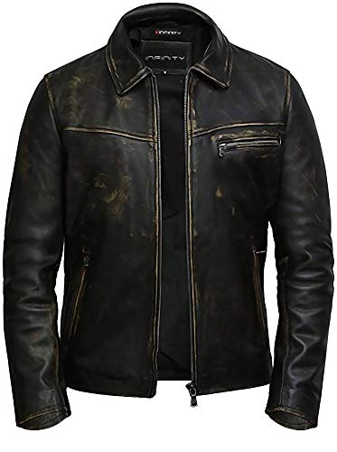BRANDSLOCK Herren echtes Leder Biker Jacke Rindsleder Brando Rustikal von BRANDSLOCK