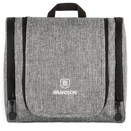 BRANDSON Kulturtasche zum Aufhängen (7 Liter Volumen) Kulturbeutel groß und geräumig, Kosmetiktasche für Damen und Herren (26x12x22 cm, Grau) von Brandson