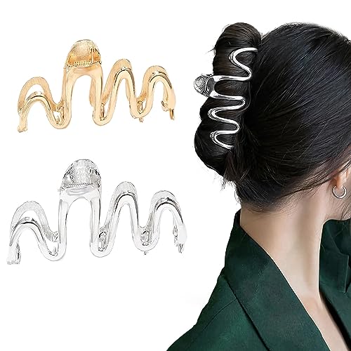 2 Stück Haarspangen Große Haarspangen Damen-Haarspangen Metall-Haarspangen Damen- & Mädchen-Haarschmuck (Gold/Silber) von BRANGDYMI