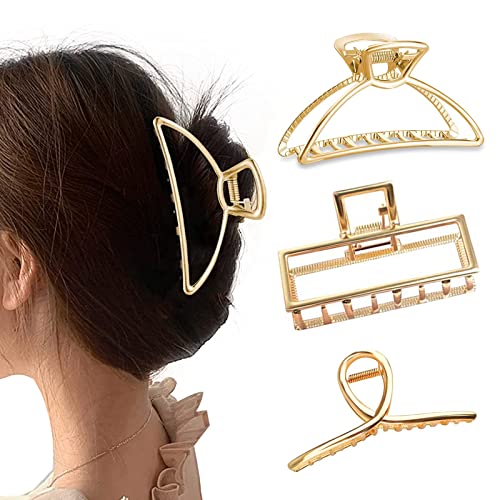 3 Stück Große Haarklammer Rutschfeste Gold Metall Haarspangen Damen groß Für Frauen Und Mädchen Dickes Haar-Accessoires von BRANGDYMI