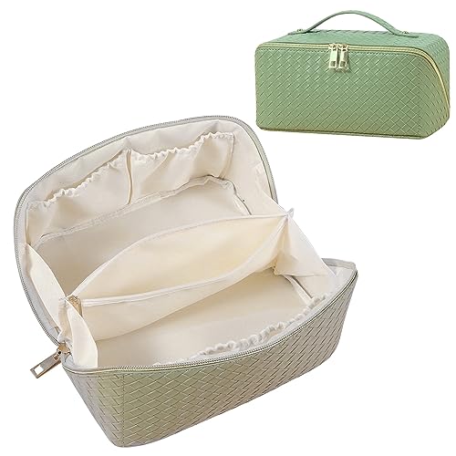 Make Up Tasche Damen Groß Cosmetic Bag Reise Kosmetiktasche Schminktasche Organizer Kosmetiktasche Travel Wasserdichter Lede-Organizer(Mintgrün) von BRANGDYMI