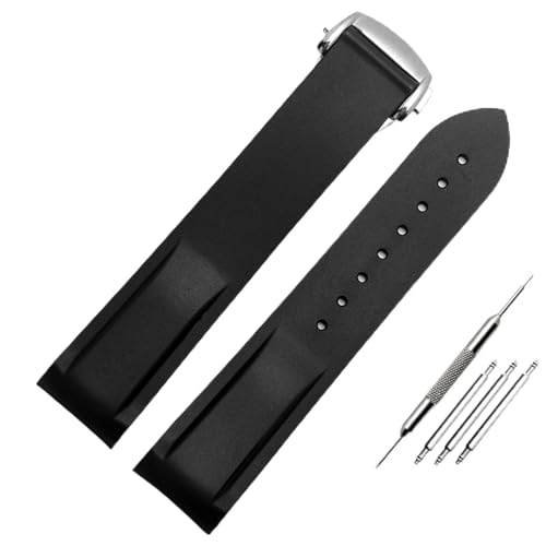BRART 20 mm / 22 mm gebogene Schnittstelle, Gummi-Silikon-Uhrenarmbänder für Omega Seamaster 300 Speedmaster-Uhrenarmbänder, 22 mm, Achat von BRART