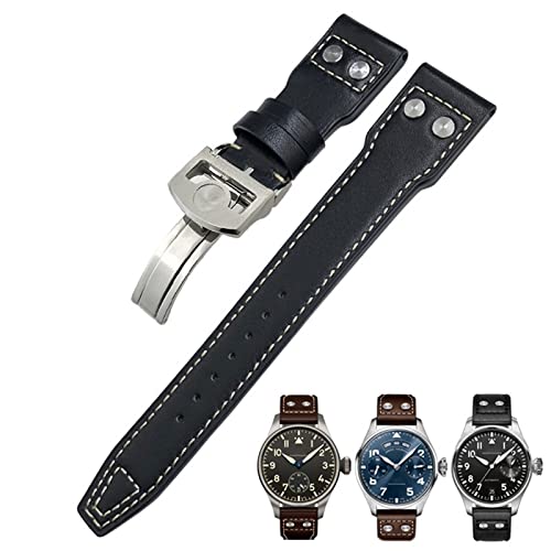 BRART 22 mm Echtleder-Uhrenarmband für IWC Big Pilot Watch Mark 18 Spitfire Top Gun Hamilton Rindsleder, weiches Uhrenarmband, Without Buckle, Achat von BRART