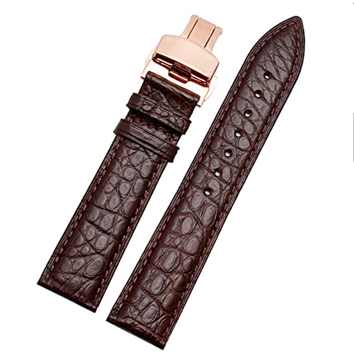 BRART Krokodilleder-Armband für jedes Markenarmband, 16, 17, 18, 19 mm, mit Faltschließe, 16 mm, Achat von BRART