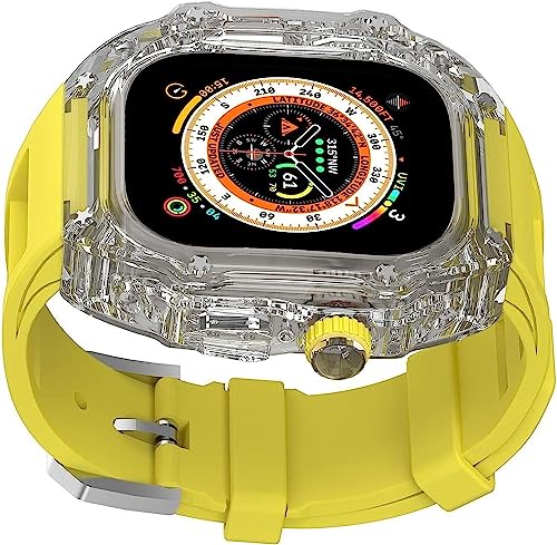 BRART Luxuriöse transparente Uhrengehäuse-Gummibänder, für Apple Watch Ultra 49 mm, 8/7/6/5/4/SE, 45 mm, 44 mm, harte Polycarbonat-Lünetten, RM-Stil, Sport-Armband-Zubehör, For 44mm, Achat von BRART