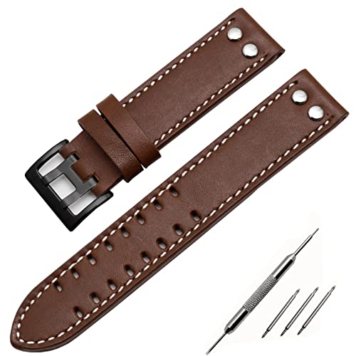 BRART Seiko Uhrenarmband aus echtem Leder, 20/22 mm, für Hamilton Khaki Field Watch H760250 H77616533 Uhrenarmband mit Knopfschnalle, 20 mm, Achat von BRART