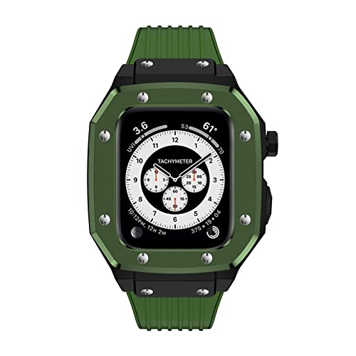 BRART Uhrenarmband aus Legierung für Apple Watch Serie 7, 6, 5, 4, SE, 45 mm, 44 mm, 42 mm, luxuriöses Metall, Gummi, Edelstahl, Uhrenmodifikation, Mod Kit, Uhrenarmband, 42mm, Achat von BRART