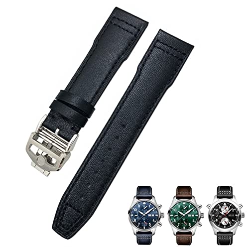 BRART Uhrenarmband aus Rindsleder, 20 mm, 21 mm, geeignet für IWC-Pilotenuhren, Portugieser-Armbänder Mark 18, weiches blaues Armband, 20 mm, Achat von BRART