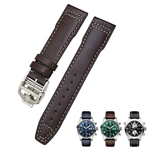 BRART Uhrenarmband aus Rindsleder, 20 mm, 21 mm, geeignet für IWC-Pilotenuhren, Portugieser-Armbänder Mark 18, weiches blaues Armband, 21 mm, Achat von BRART