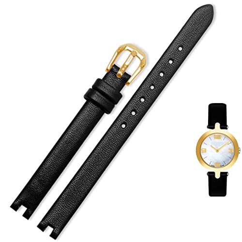 BRART Uhrenarmband aus Rindsleder, geeignet für Tissot gekerbtes Armband 1853 Flamenco-Serie T003/209, Damenuhrenkette 8, 10, 12 mm, Schwarz, 12 mm, Achat von BRART