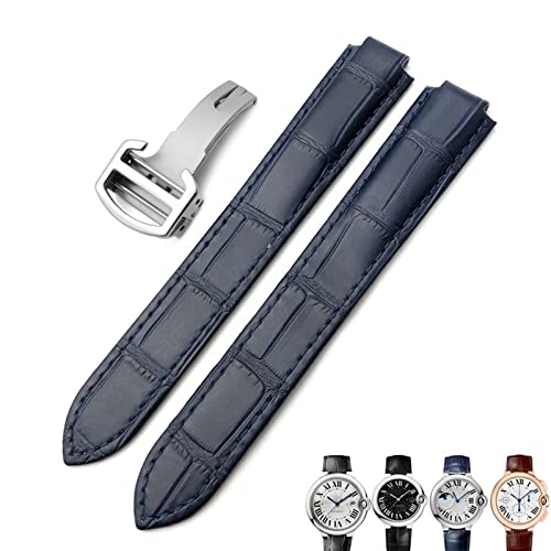 BRART Uhrenarmband aus echtem Leder, 16 mm, 18 mm, 20 mm, schwarz, blau, braun, Faltschnalle, Uhrenarmbänder für Cartier Tank Solo Blue Ballon, 16 mm, Achat von BRART
