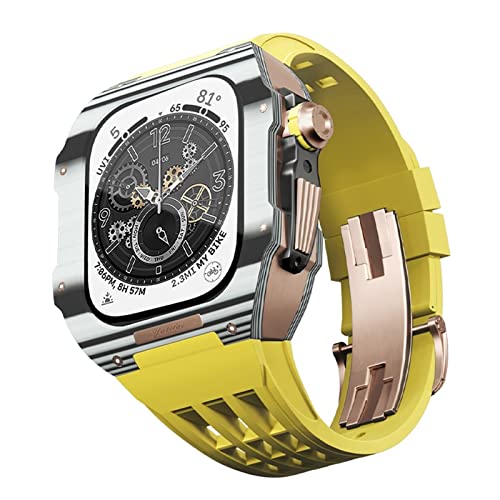 BRART Uhrenarmband für Apple Watch 8, 7, 6, SE, 5, 4, Serie, 44 mm, 45 mm, MOD-Kit, Karbonfaser-Gehäuse, Gummi-Uhrenarmband, Ersatzzubehör, 45 mm, Achat von BRART