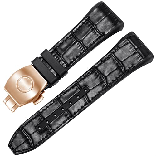 BRART Uhrenarmband für Franck Muller V45 Serie, 28 mm, Nylon, Echtleder, Silikon, Schwarz / Blau, 28mm, Achat von BRART