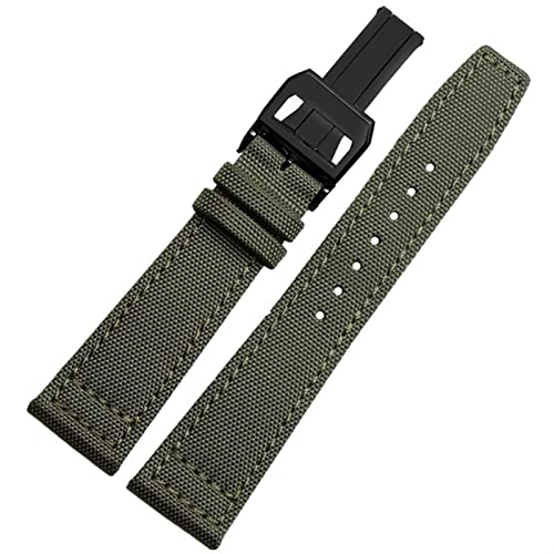 BRART Uhrenarmband für IWC Pilot Spitfire Timezone TopGun, 20 mm, 21 mm, 22 mm, Nylon-Canvas-Stoff, Grün / Schwarz, 21 mm, Achat von BRART